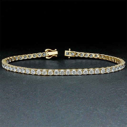 18k Yellow Gold 5.50Ct Round Certified Lab Grown/CVD Diamond Tennis Bracelet - GEMHUB & CO.