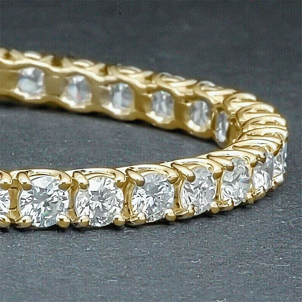 18k Yellow Gold 5.50Ct Round Certified Lab Grown/CVD Diamond Tennis Bracelet - Image 3 - GEMHUB & CO.