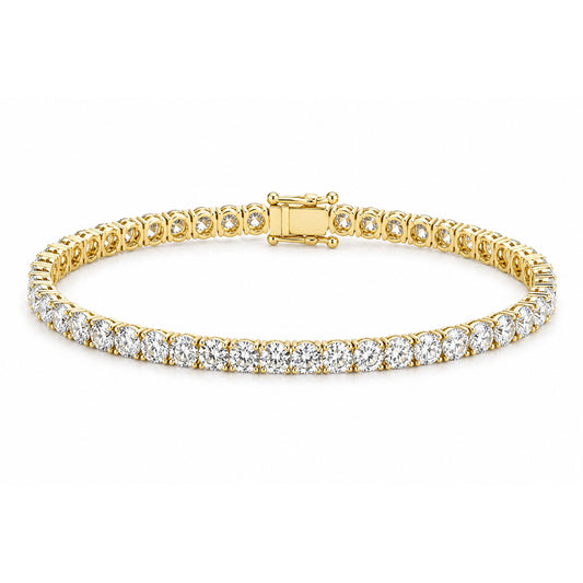 18k Yellow Gold 5.50Ct Round Certified Lab Grown/CVD Diamond Tennis Bracelet