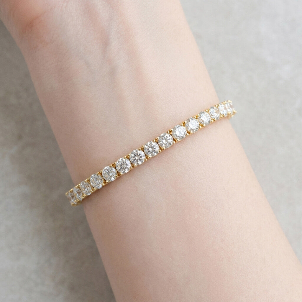 Sparkling 9.50Ct Natural Diamond Tennis Bracelet 14k Yellow Gold Certified Round - Image 2 - GEMHUB & CO.