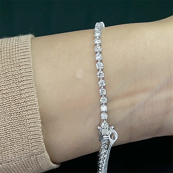 Certified Lab-Grown Diamond Birthday Propose Gift Tennis Bracelet 14k White Gold - Image 3 - GEMHUB & CO.