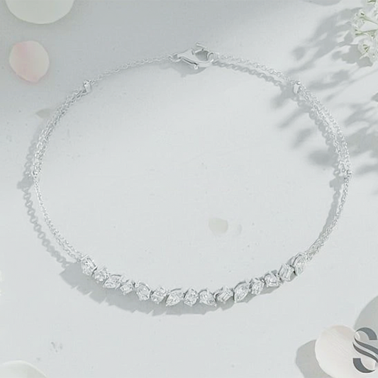Fancy Charm Marquise Cut Natural Diamond Wedding Chain Tennis Bracelet 14k Gold - GEMHUB & CO.