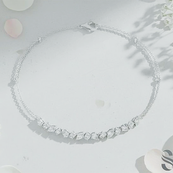 Fancy Charm Marquise Cut Natural Diamond Wedding Chain Tennis Bracelet 14k Gold - GEMHUB & CO.