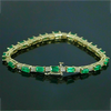 Natural Green Emerald & Diamond Women's Tennis Bracelet Solid 14k Yellow Gold - Image 4 - GEMHUB & CO.