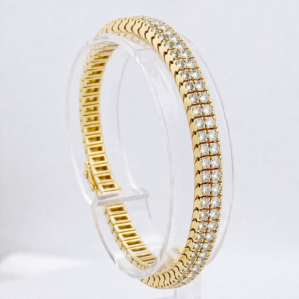 (GH/SI-I2) 8Ct Natural Diamond Double Row Tennis Bracelet 14k Yellow Gold Unisex