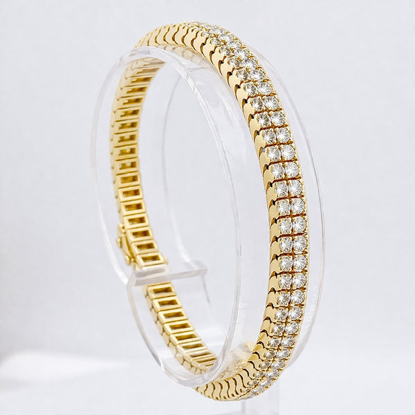 (GH/SI-I2) 8Ct Natural Diamond Double Row Tennis Bracelet 14k Yellow Gold Unisex