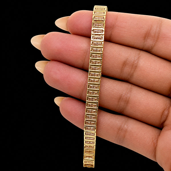 (GH/SI-I2) 8Ct Natural Diamond Double Row Tennis Bracelet 14k Yellow Gold Unisex