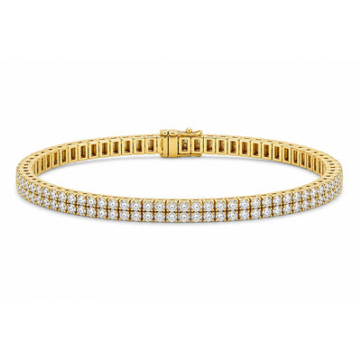 (GH/SI-I2) 8Ct Natural Diamond Double Row Tennis Bracelet 14k Yellow Gold Unisex