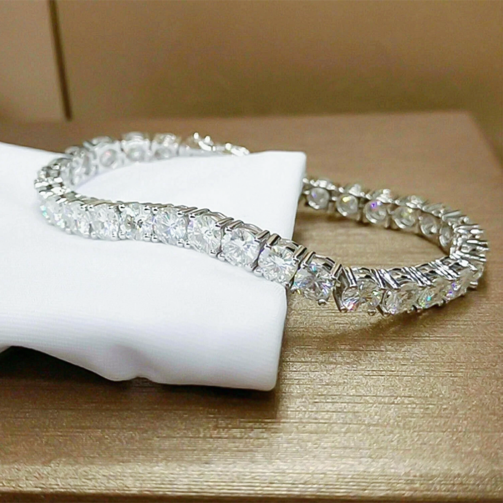Luxury Bridal Tennis Bracelet Wedding Gift 14K White Gold Round Natural Diamond - Image 2 - GEMHUB & CO.