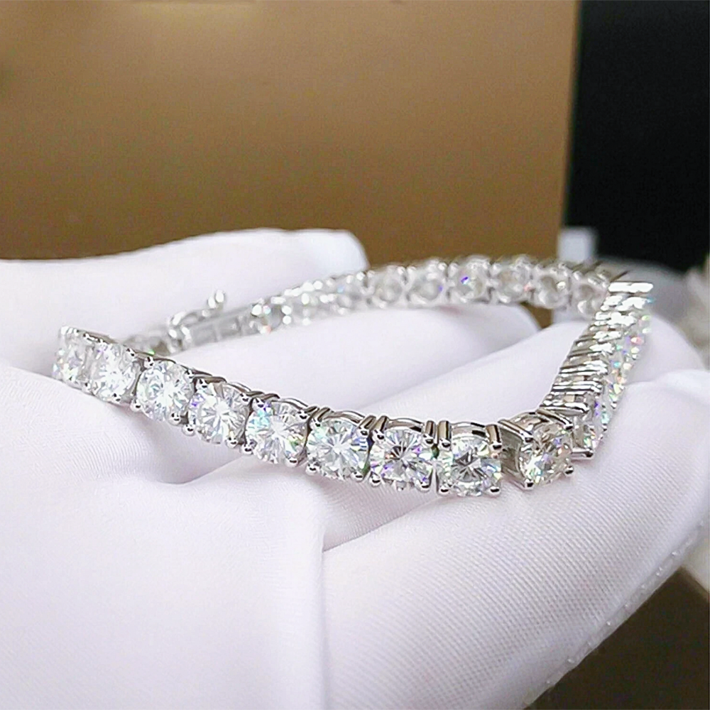Luxury Bridal Tennis Bracelet Wedding Gift 14K White Gold Round Natural Diamond - Image 4 - GEMHUB & CO.