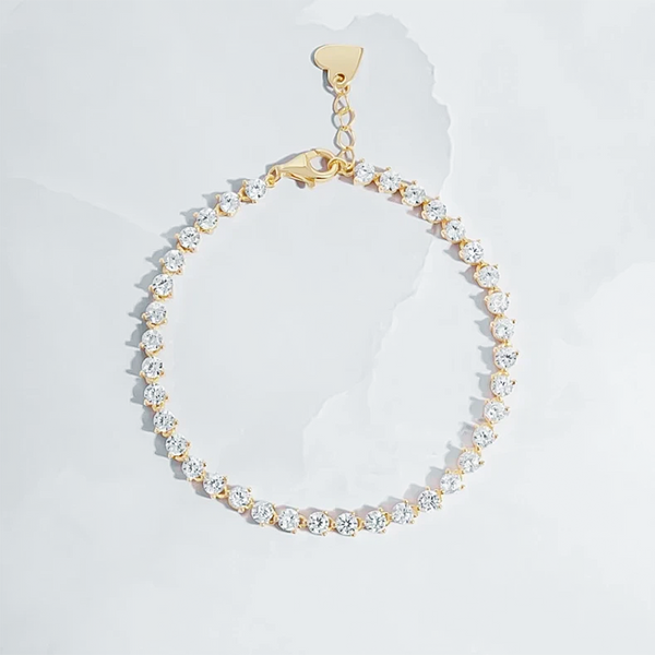 Valentine Special 3Ct Round IGI Natural Diamond Tennis Bracelet 14k Yellow Gold - Image 2 - GEMHUB & CO.