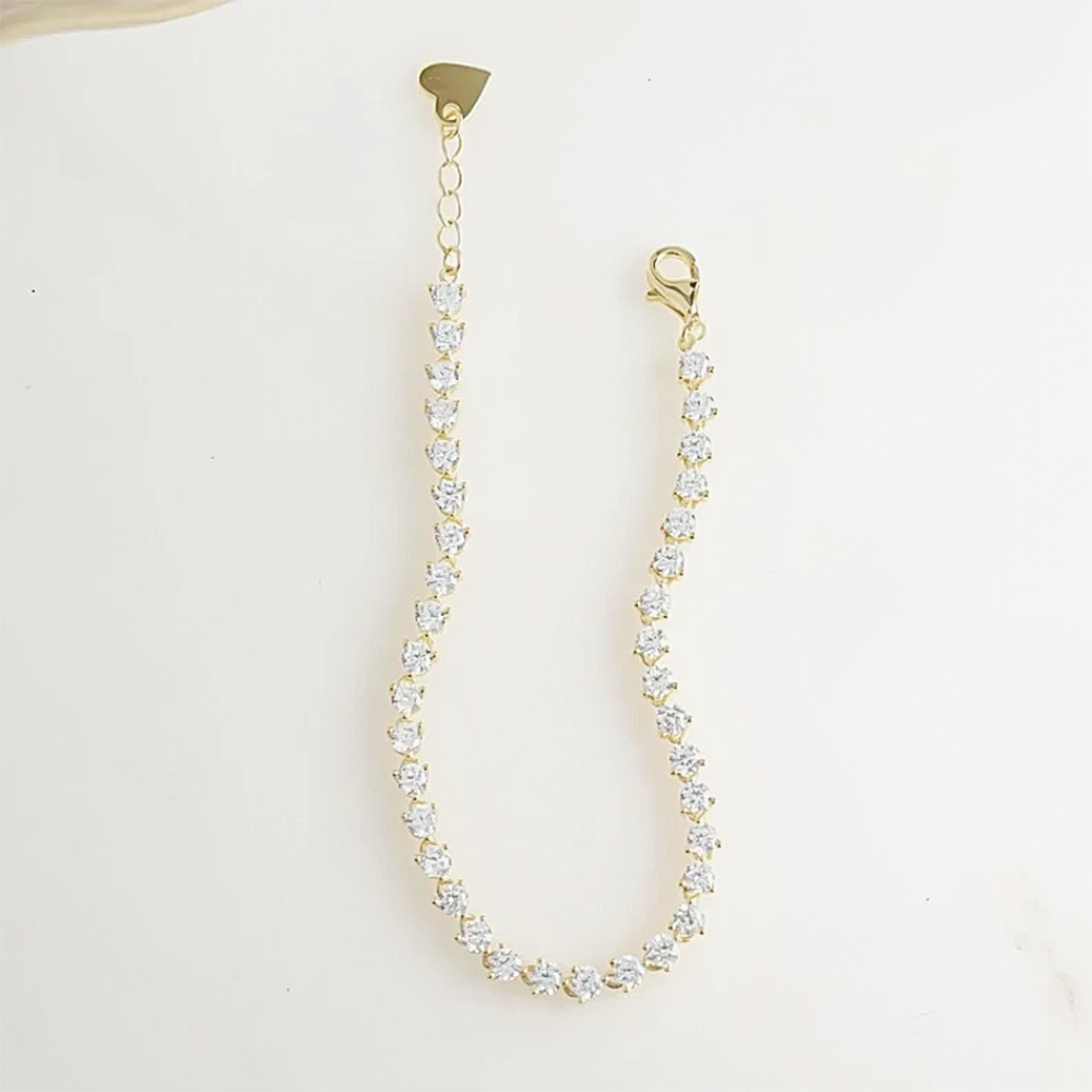 Valentine Special 3Ct Round IGI Natural Diamond Tennis Bracelet 14k Yellow Gold - Image 3 - GEMHUB & CO.