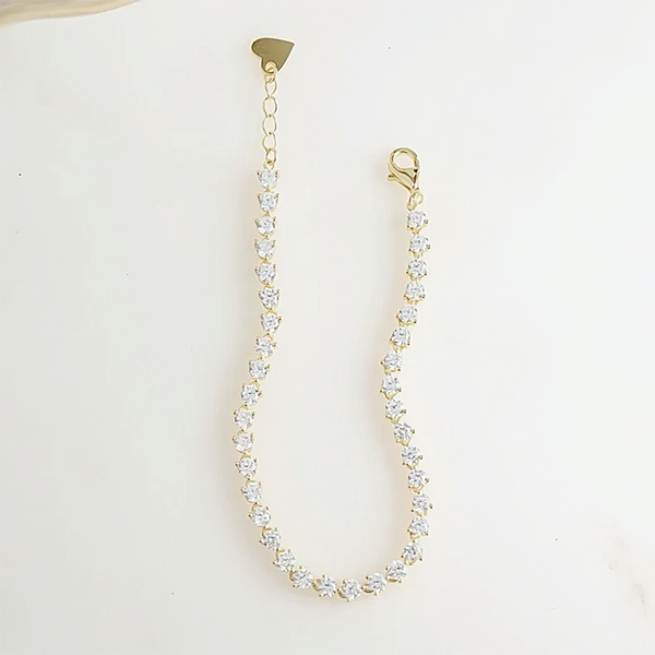 Valentine Special 3Ct Round IGI Natural Diamond Tennis Bracelet 14k Yellow Gold - Image 3 - GEMHUB & CO.