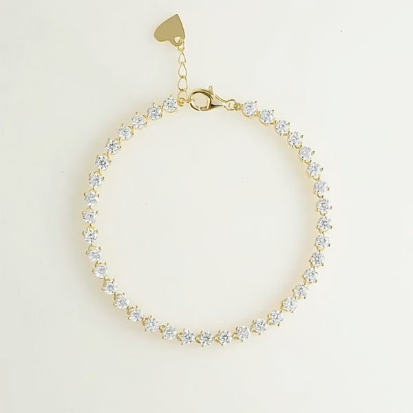 Valentine Special 3Ct Round IGI Natural Diamond Tennis Bracelet 14k Yellow Gold - Image 4 - GEMHUB & CO.