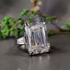 14.50 Ct Emerald Cut Off White Moissanite Ring – Bridal Jewelry 18K Gold Plated Ver 18K Gold Plated