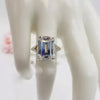 12.30 Ct Emerald Off White Moissanite Ring in – July Wedding Gift 18K Gold Plated V 18K Gold Plated
