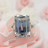 12.30 Ct Emerald Off White Moissanite Ring in – July Wedding Gift 18K Gold Plated V 18K Gold Plated