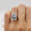 12.30 Ct Emerald Off White Moissanite Ring in – July Wedding Gift 18K Gold Plated V 18K Gold Plated