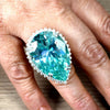 27.20 Ct Pear Cut Blue Moissanite Ring in – Festival Showstopper 18K Gold Plated Ve 18K Gold Plated
