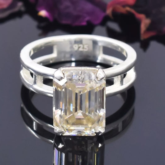 3.80 Ct Off White Moissanite Solitaire Ring – Wedding Gift Idea 18K Gold Plated Ver 18K Gold Plated