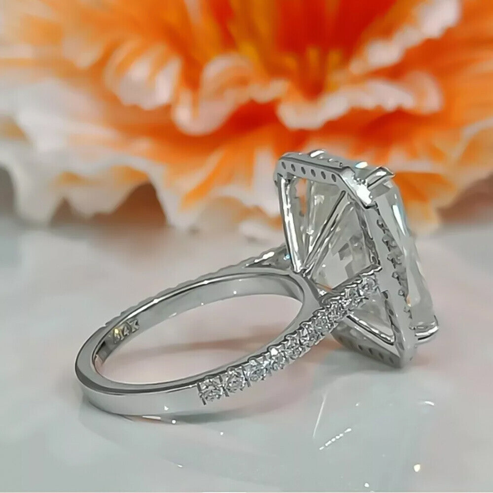 3.95 Ct Certified Radiant Cut Off White Moissanite Ring – Gift for Her 18K Gold Pla 18K Gold Plated
