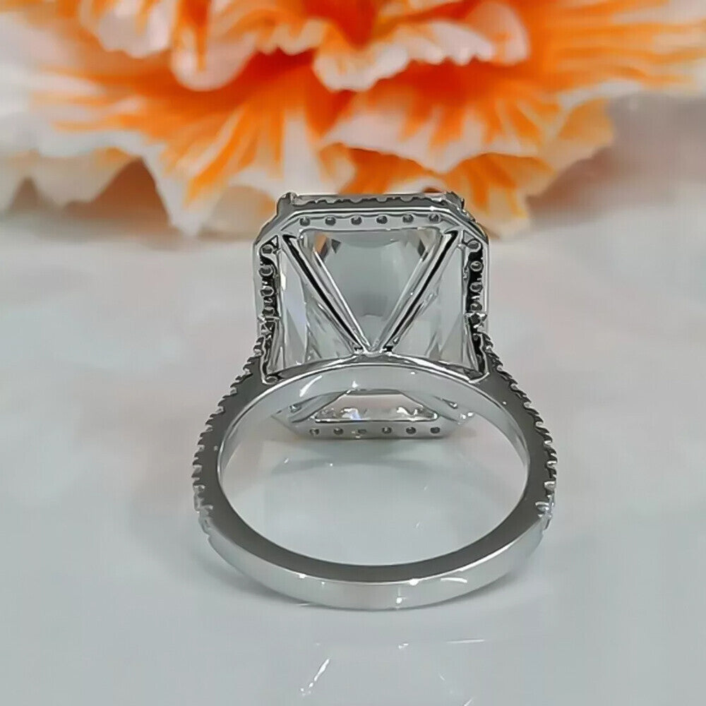 3.95 Ct Certified Radiant Cut Off White Moissanite Ring – Gift for Her 18K Gold Pla 18K Gold Plated