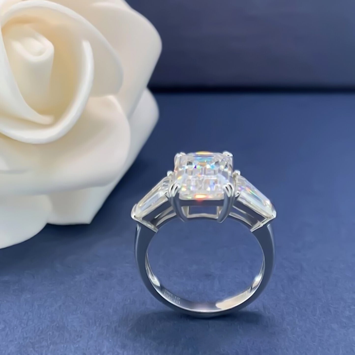 9.40 Ct Treated Off White Moissanite Ring in Birthday Gift for Her 18K Gold Plated 18K Gold Plated