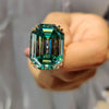 17.60 Ct Blue Emerald Cut Moissanite Ring Bold Statement Gift Ring 18K Gold Plated 18K Gold Plated