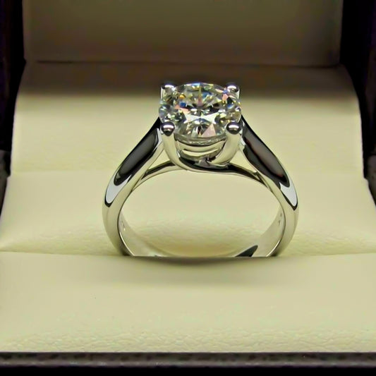 3.30 Ct Round Cut White Moissanite Halo Ring in Gift for Engagement 18K Gold Plated