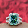 12.50 Ct Cushion Cut Blue Moissanite Ring Birthday Gift for Wife 18K Gold Plated Ve 18K Gold Plated