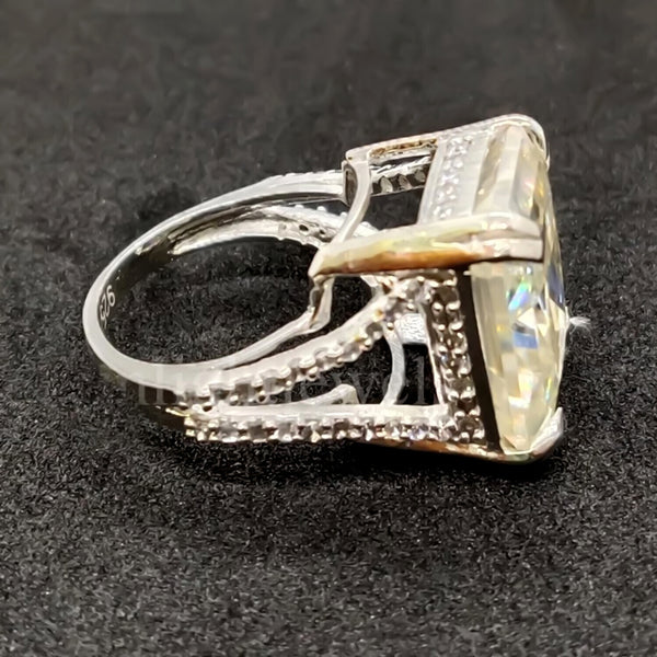 15.65 Ct Off White Moissanite Solitaire Ring Wedding Gift for Wife 18K Gold Plated 18K Gold Plated