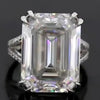 10 Ct Emerald Cut Off White Moissanite Ring Wedding Gift for Women 18K Gold Plated 18K Gold Plated