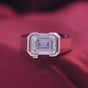 6.55 Ct Emerald Cut Off White Moissanite Ring – Bridal Special 18K Gold Plated Verm 18K Gold Plated