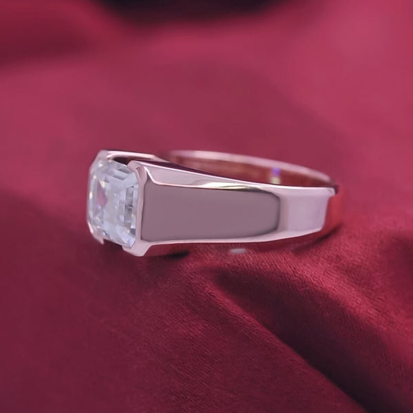 6.55 Ct Emerald Cut Off White Moissanite Ring – Bridal Special 18K Gold Plated Verm 18K Gold Plated