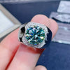 5.80 Ct Blue Round Cut Moissanite Ring for Wedding or Anniversary 18K Gold Plated V 18K Gold Plated