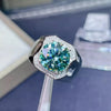 5.80 Ct Blue Round Cut Moissanite Ring for Wedding or Anniversary 18K Gold Plated V 18K Gold Plated