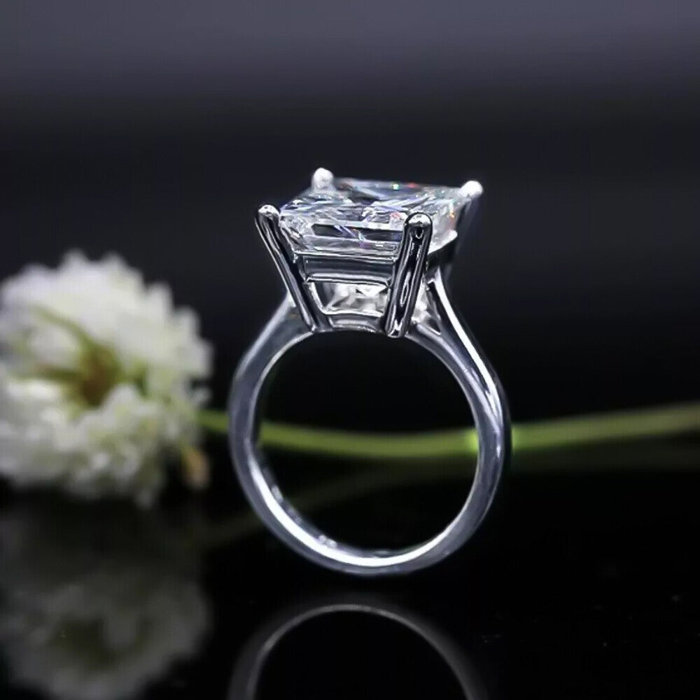 5 Ct Princess Cut Off White Moissanite Ring Gift for 4th of July 18K Gold Plated Ve 18K Gold Plated