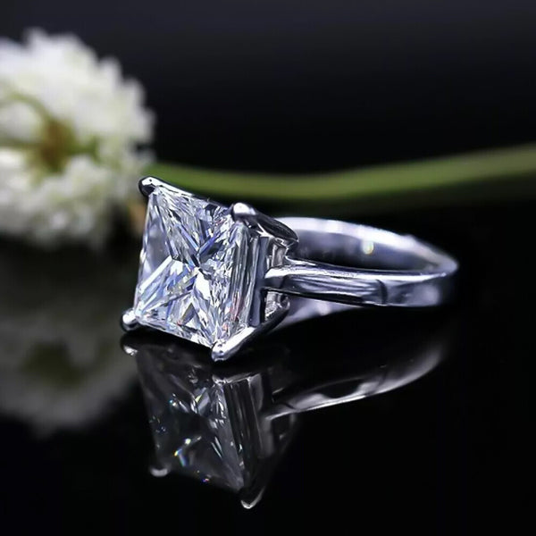 5 Ct Princess Cut Off White Moissanite Ring Gift for 4th of July 18K Gold Plated Ve 18K Gold Plated