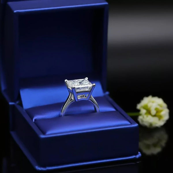 5 Ct Princess Cut Off White Moissanite Ring Gift for 4th of July 18K Gold Plated Ve 18K Gold Plated