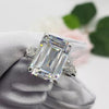 5.70 Ct Emerald Cut Off White Moissanite Ring Birthday Gift Wife 18K Gold Plated Ve 18K Gold Plated
