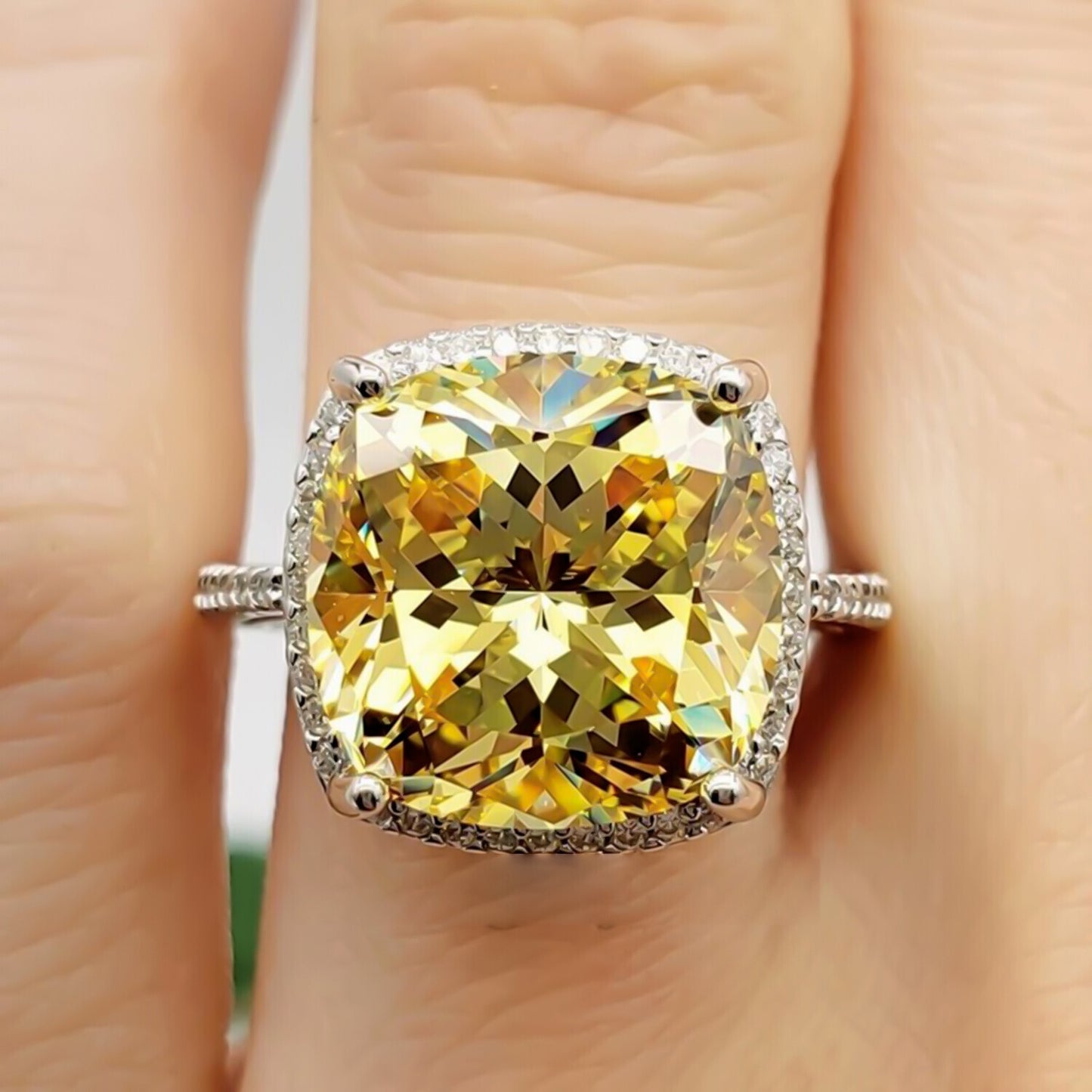 8.40 Ct Champagne Moissanite Ring in Prong Set Gift for Her Shine 18K Gold Plated V 18K Gold Plated