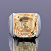 15.30 Ct Asscher Cut Champagne Moissanite Ring Gift for Wedding 18K Gold Plated Ver 18K Gold Plated