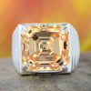 15.30 Ct Asscher Cut Champagne Moissanite Ring Gift for Wedding 18K Gold Plated Ver 18K Gold Plated
