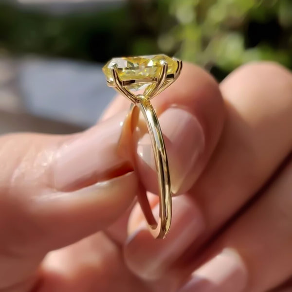 6.50 Ct Champagne Treated Moissanite Solitaire Ring Gift for Wife 18K Gold Plated V 18K Gold Plated