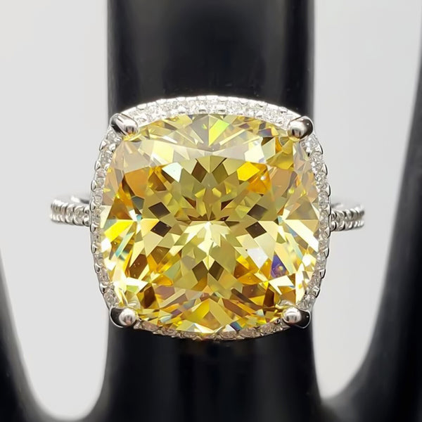 8.40 Ct Champagne Moissanite Ring in Prong Set Gift for Her Shine 18K Gold Plated V 18K Gold Plated