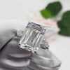 5.70 Ct Emerald Cut Off White Moissanite Ring Birthday Gift Wife 18K Gold Plated Ve 18K Gold Plated
