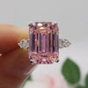 4.70 Ct Pink Moissanite Emerald Cut Ring – Wedding Gift for Her 18K Gold Plated Ver 18K Gold Plated