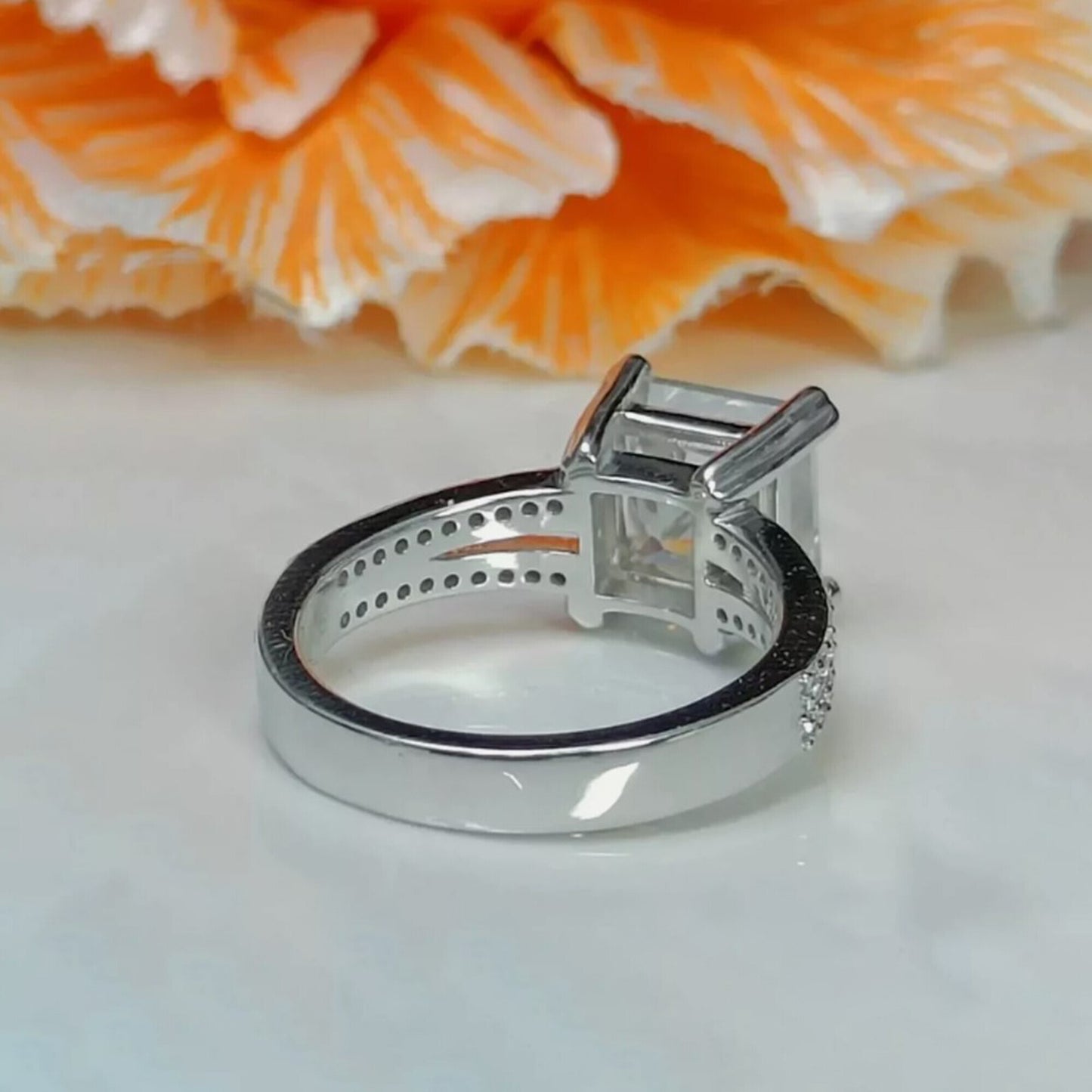 3.15 Ct Princess Cut Off White Moissanite Ring – Christmas Gift 18K Gold Plated Ver 18K Gold Plated