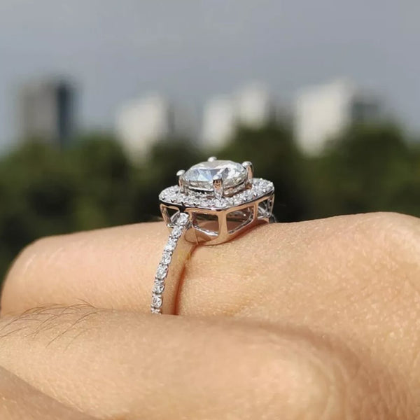3.14 Ct Round Cut White Moissanite Ring – Holiday Engagement Gift 18K Gold Plated V 18K Gold Plated