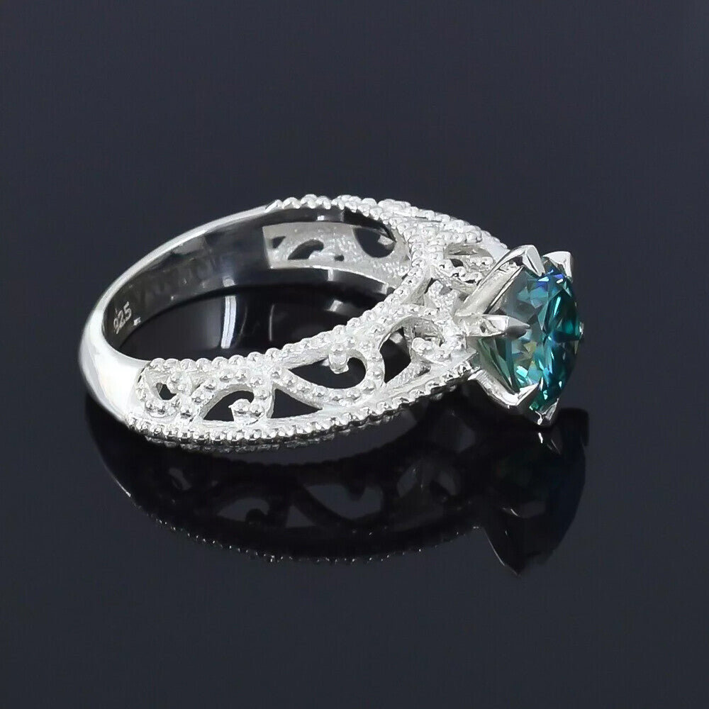 2.90 Ct Blue Moissanite Solitaire Ring – Anniversary Gift Idea 18K Gold Plated Verm 18K Gold Plated